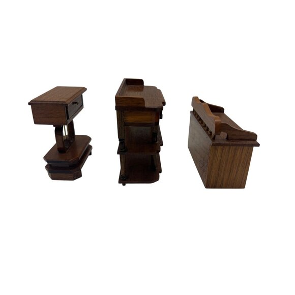 J.B. Miniatures Wood Dollhouse Furniture Lyre Table, Tiered Stand & Bench 1:12 - Picture 3 of 8